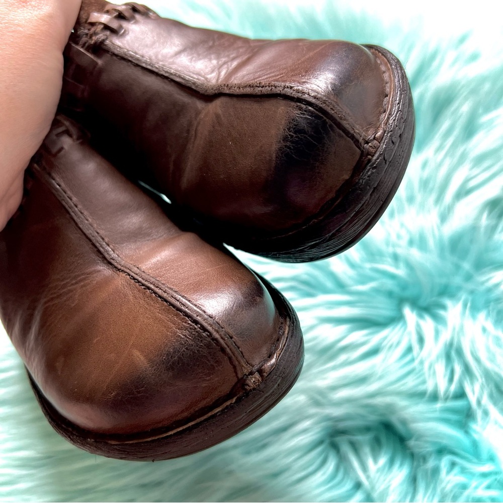 Born Brown LEATHER Clogs Womens Slip On Artisan Comfort Mules - Picture 5 of 16